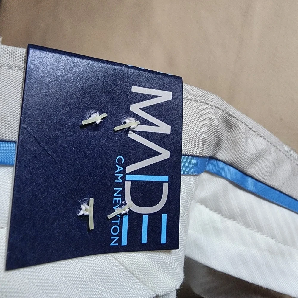 NWT MADE By Cam Newton Men's Gray Flat Front Golf Dress Summer Pants 38×30